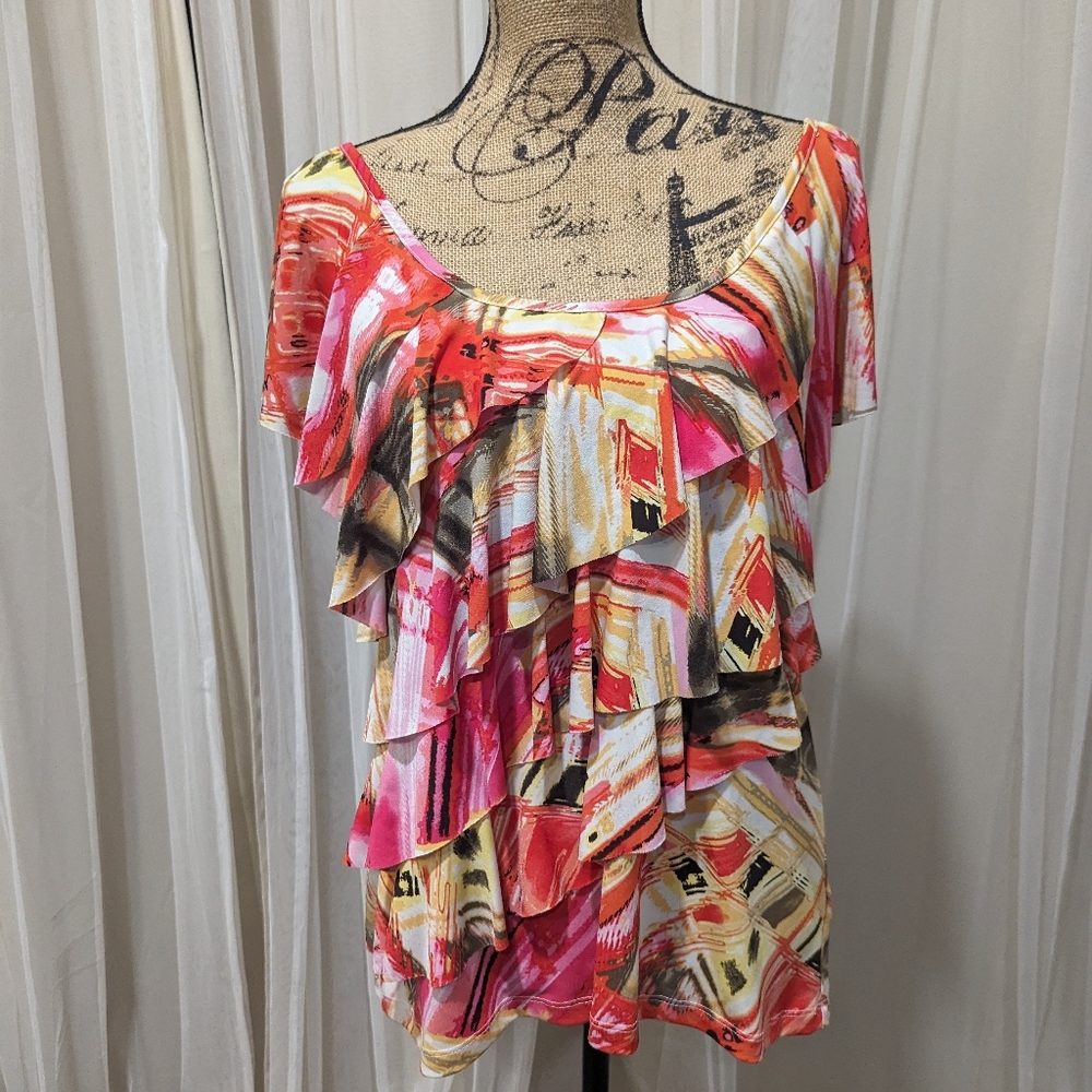 Brannan Vibrant Ruffle Top